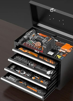 Cassetta degli attrezzi con funzioni multiple